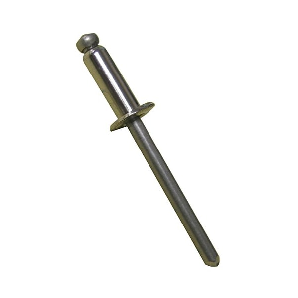 Blind Rivet, Dome Head, 0.125 in Dia., 0.265 in L, Stainless Steel Body, 1000 PK